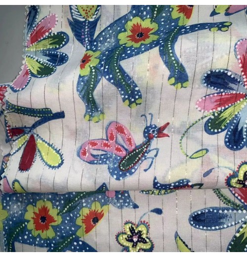 99% cotton 1% lurex floral reactive print lawn voile for shirt and dresses